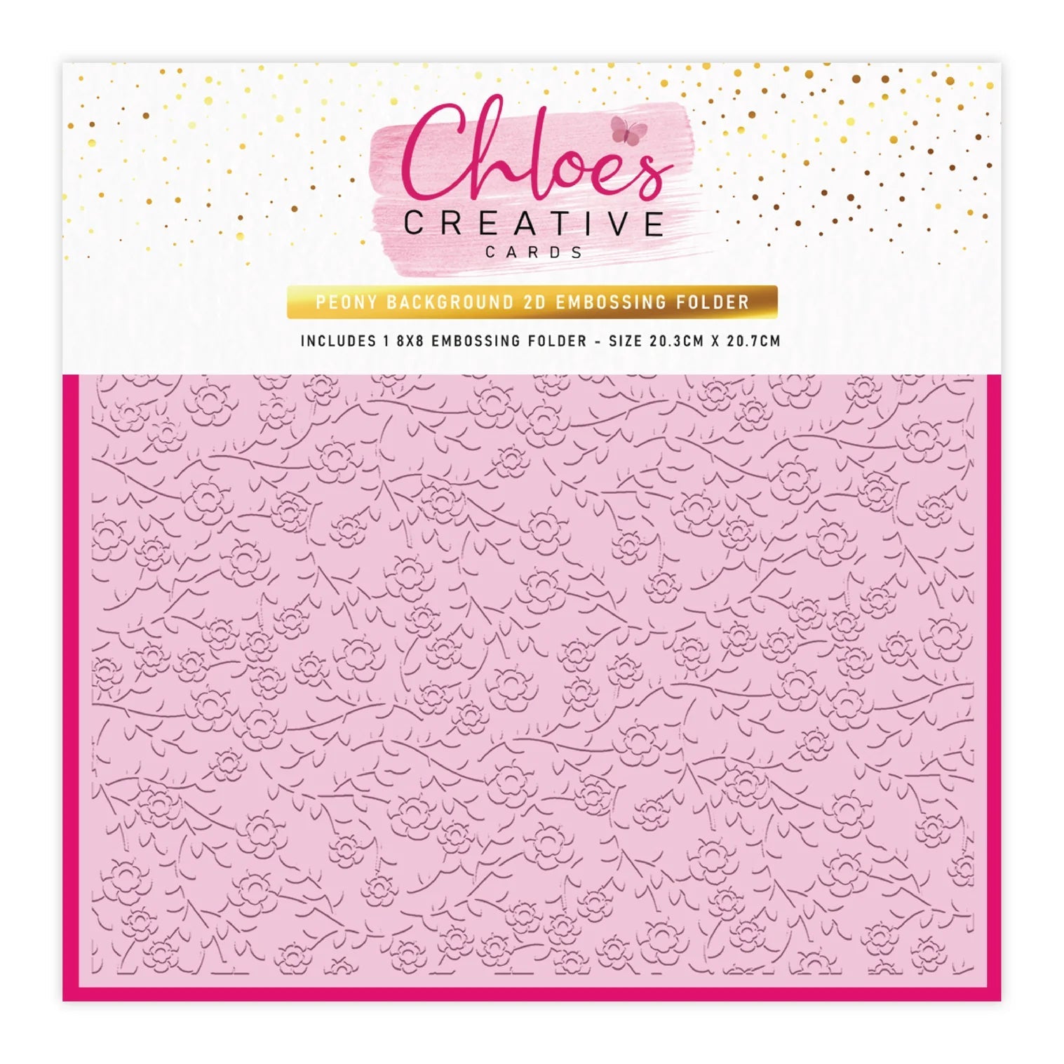 Chloe’s Creative Cards Peony Background 8x8 2D Floral Embossing Folder