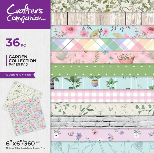 Crafter's Companion Garden Collection Paper Pad 6"x6" - Craftywaftyshop