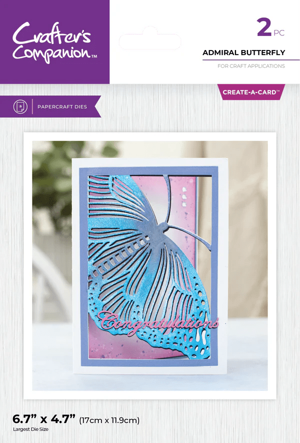 Crafter's Companion Metal Die Create a Card 5"x7" - Admiral Butterfly - Craftywaftyshop