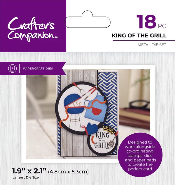Crafter's Companion Modern Man Metal Die - King of the Grill - Craftywaftyshop