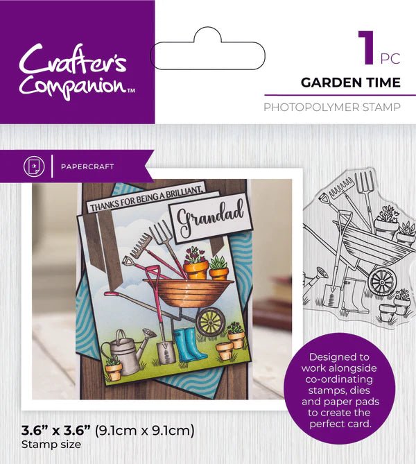 Crafter's Companion Modern Man Photopolymer Stamp - Garden Time - Craftywaftyshop