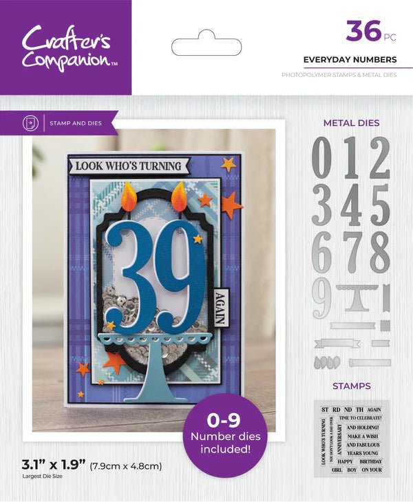 Crafter's Companion - Stamps and Die Set - Everyday Numbers - Craftywaftyshop