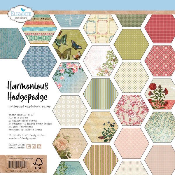 Harmonious Hodgepodge 12 x 12 Card Stock by Elizabeth Craft Designs - Craftywaftyshop