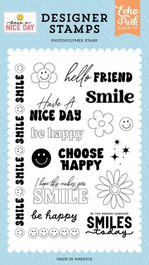 Have A Nice Day Choose Happy Stamp Set by Echo Park - Craftywaftyshop