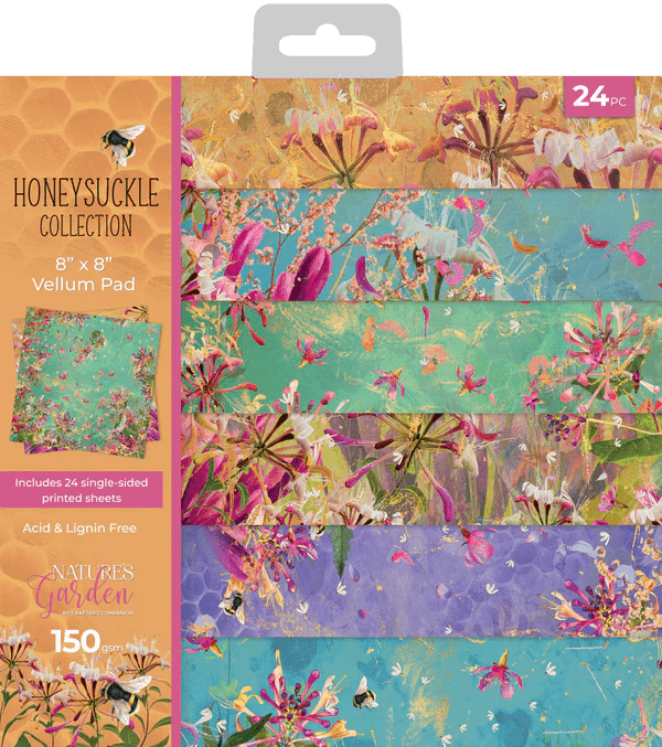 Honeysuckle Collection 8”x 8” Vellum Pad by Crafters Companion - Craftywaftyshop