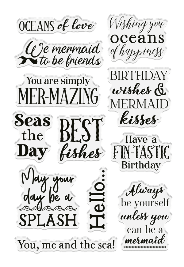 Sara Signature Enchanted Ocean Clear Acrylic Stamps Best Fishes - Craftywaftyshop