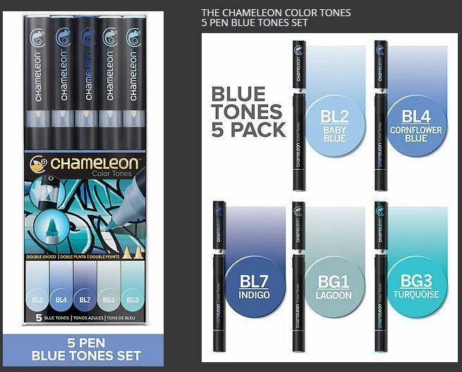 Chameleon Colour Change Blend & Gradient Set - Blue Tones - 5 Pen Pack CT0513 - Craftywaftyshop