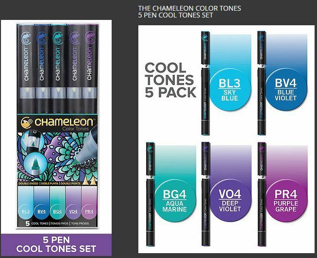 Chameleon Colour Change Blend & Gradient Set - Cool Tones - 5 Pen Pack CT0504 - Craftywaftyshop