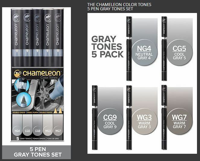 Chameleon Colour Change Blend & Gradient Set - Grey Tones - 5 Pen Pack CT0509 - Craftywaftyshop