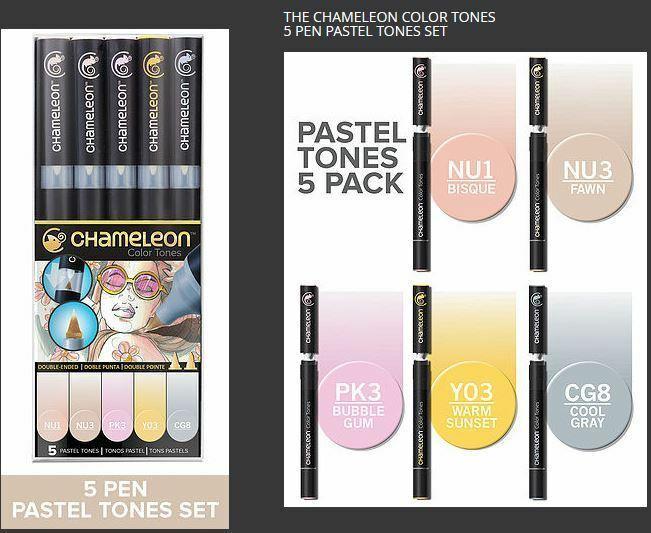 Chameleon Colour Change Blend & Gradient Set - Pastel Tones - 5 Pen Pack CT0501 - Craftywaftyshop