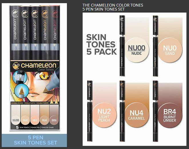 Chameleon Colour Change Blend & Gradient Set - Skin Tones - 5 Pen Pack CT0510 - Craftywaftyshop