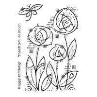 Clear Singles Flower Blooms 4 in x 6 in Stamp by Woodware - Craftywaftyshop