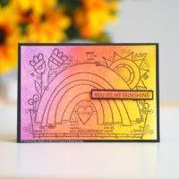 Clear Singles Garden Rainbow 4 in x 6 in Stamp by Woodware - Craftywaftyshop