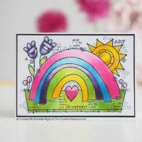 Clear Singles Garden Rainbow 4 in x 6 in Stamp by Woodware - Craftywaftyshop