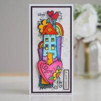 Clear Singles Rainbow House 8 in x 2.6 in Stamp by Woodware - Craftywaftyshop