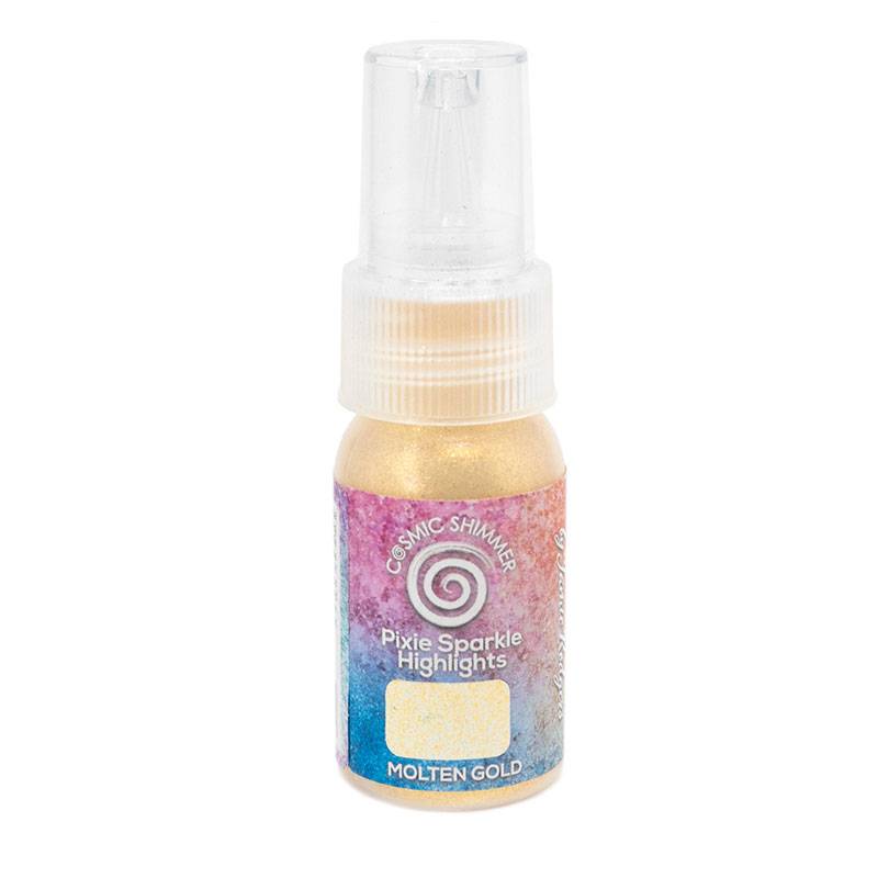 Cosmic Shimmer Jamie Rodgers Pixie Sparkles Highlights Molten Gold 30ml - Craftywaftyshop