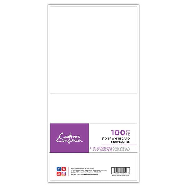 Crafters Companion 6"x 6" White Card & Envelopes - Craftywaftyshop
