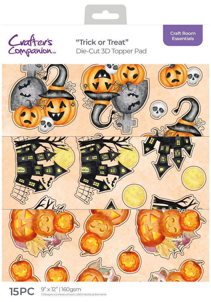 Crafters Companion 9" x 12" 3D Topper Pad - Trick or Treat - Craftywaftyshop