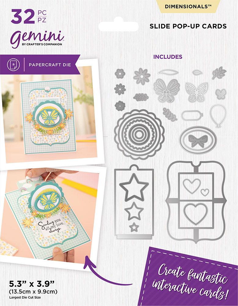 Gemini Dimensionals - Slide Pop Up Cards Die by Crafters Companion - Craftywaftyshop
