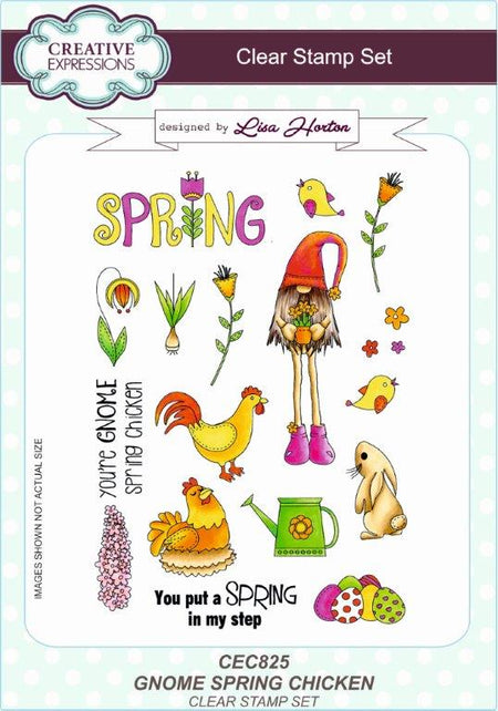 Gnome Spring Chicken A5 Clear Stamp Set by Creative Expressions - Craftywaftyshop
