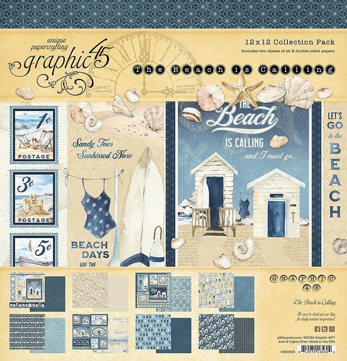 Graphic 45 The Beach is Calling 12×12 Collection Pack - Craftywaftyshop