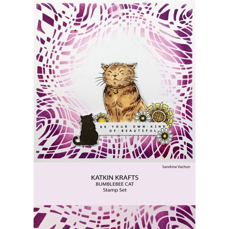 Katkin Krafts Bumblebee Cat 6 in x 8 in Clear Stamp Set - Craftywaftyshop