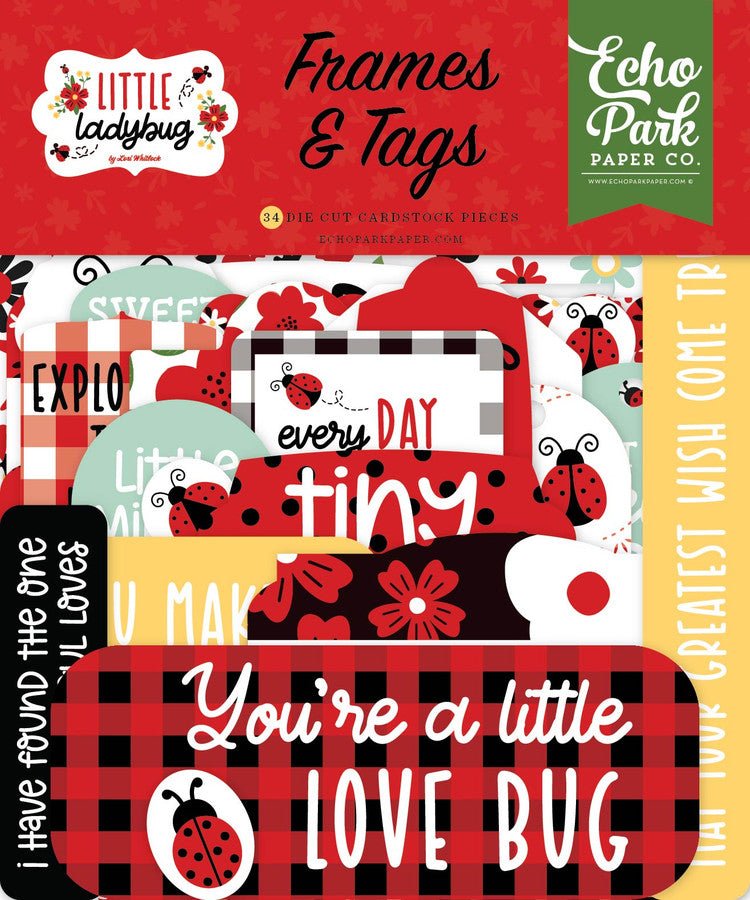 Little Ladybug Frames & Tags Die Cuts by Echo Park - Craftywaftyshop