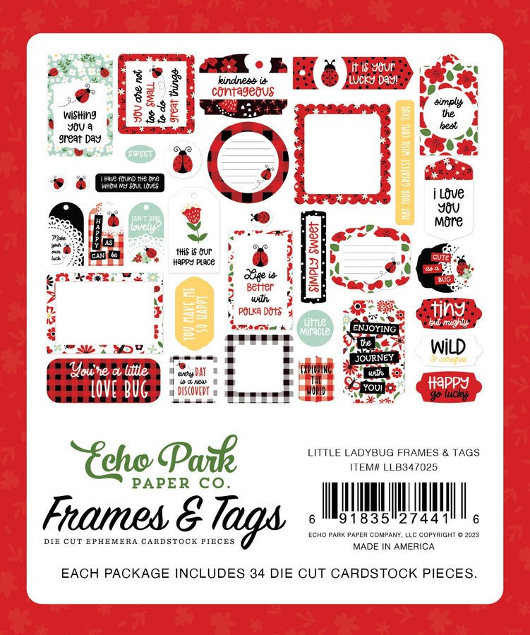 Little Ladybug Frames & Tags Die Cuts by Echo Park - Craftywaftyshop