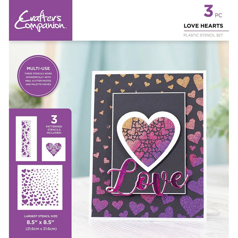 Love Hearts Stencil Set by Crafters Companion - Craftywaftyshop