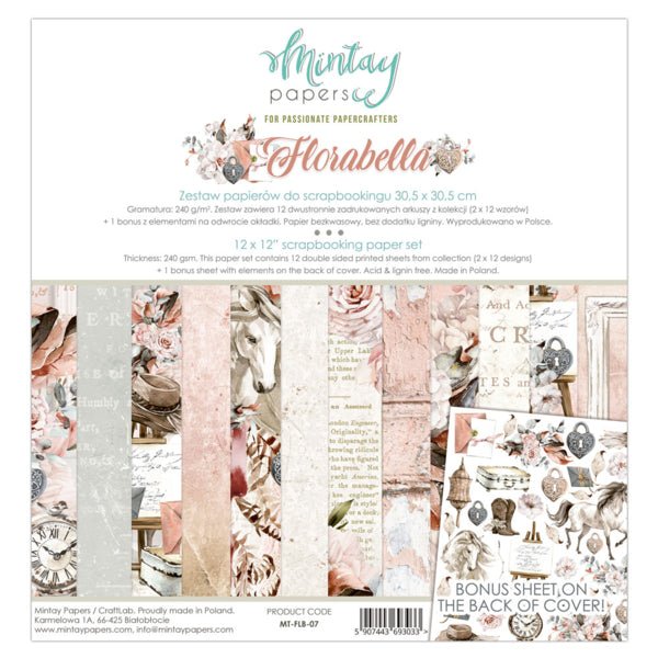 Mintay Florabella 12 x 12 Paper Set - Craftywaftyshop