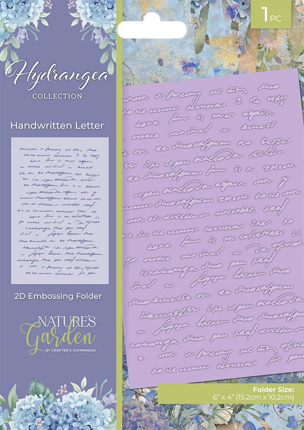 Natures Garden Hydrangea 6"x4" 2D Embossing Folder Handwritten Letter by Crafters Companion - Craftywaftyshop