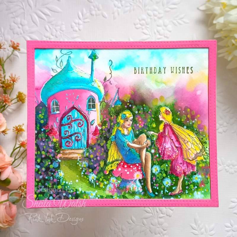 Pink Ink Designs Dance With Fairies 6 in x 8 in Clear Stamp Set - Craftywaftyshop