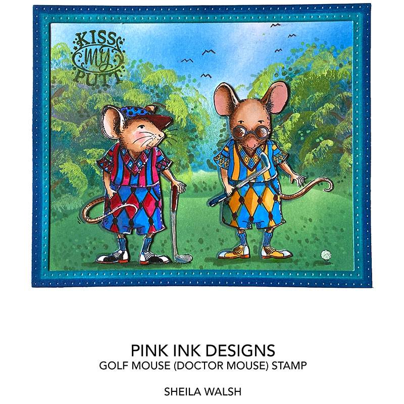 Pink Ink Designs Golf Mouse 3 in x 4 in Clear Stamp Set by Creative Expressions - Craftywaftyshop