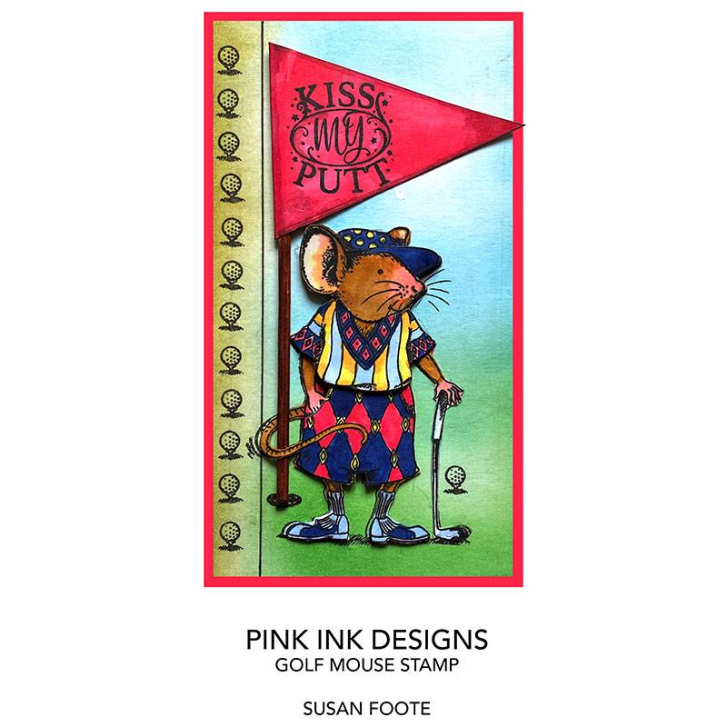 Pink Ink Designs Golf Mouse 3 in x 4 in Clear Stamp Set by Creative Expressions - Craftywaftyshop