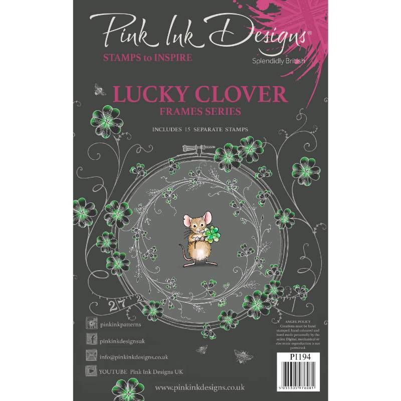 Pink Ink Designs Lucky Clover 6 in x 8 in Clear Stamp Set - Craftywaftyshop