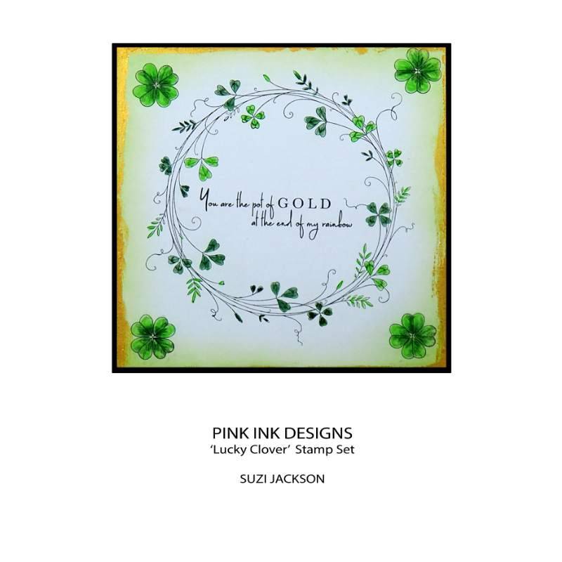 Pink Ink Designs Lucky Clover 6 in x 8 in Clear Stamp Set - Craftywaftyshop