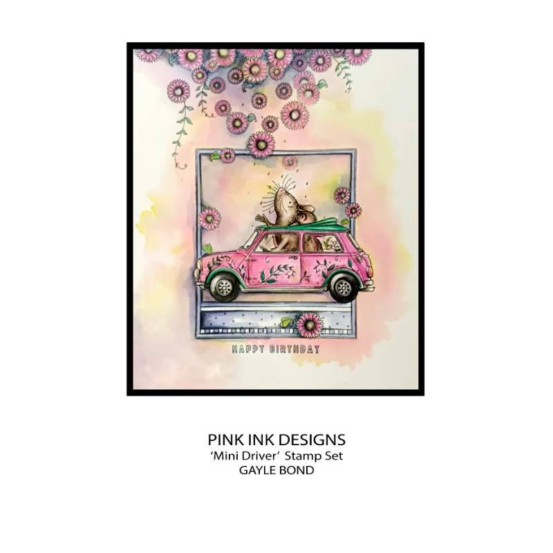 Pink Ink Designs Mini Driver 6 in x 8 in Clear Stamp Set - Craftywaftyshop