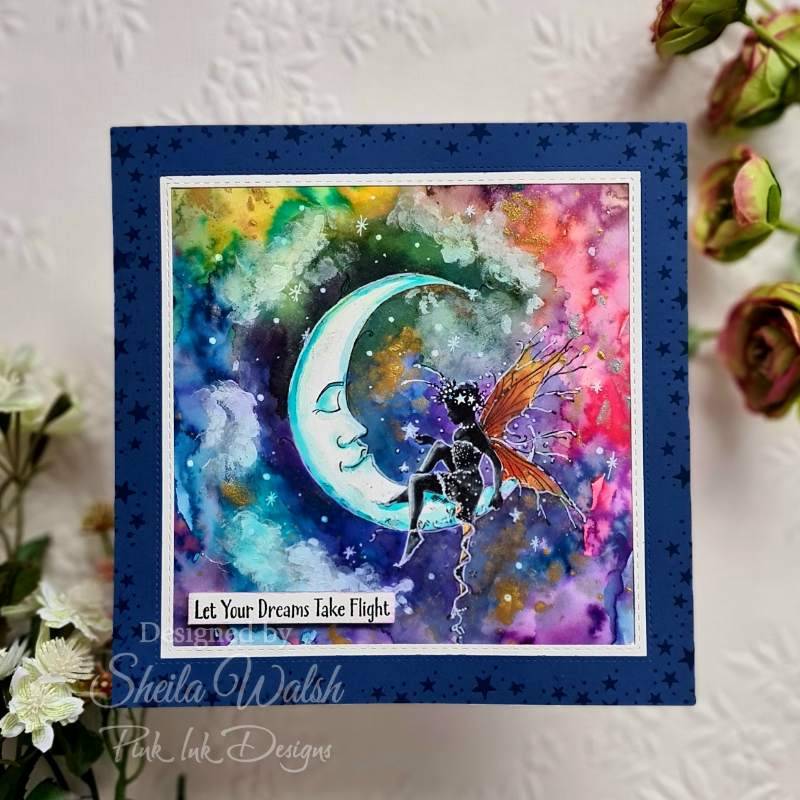 Pink Ink Designs Moon Fairy 6 in x 8 in Clear Stamp Set - Craftywaftyshop