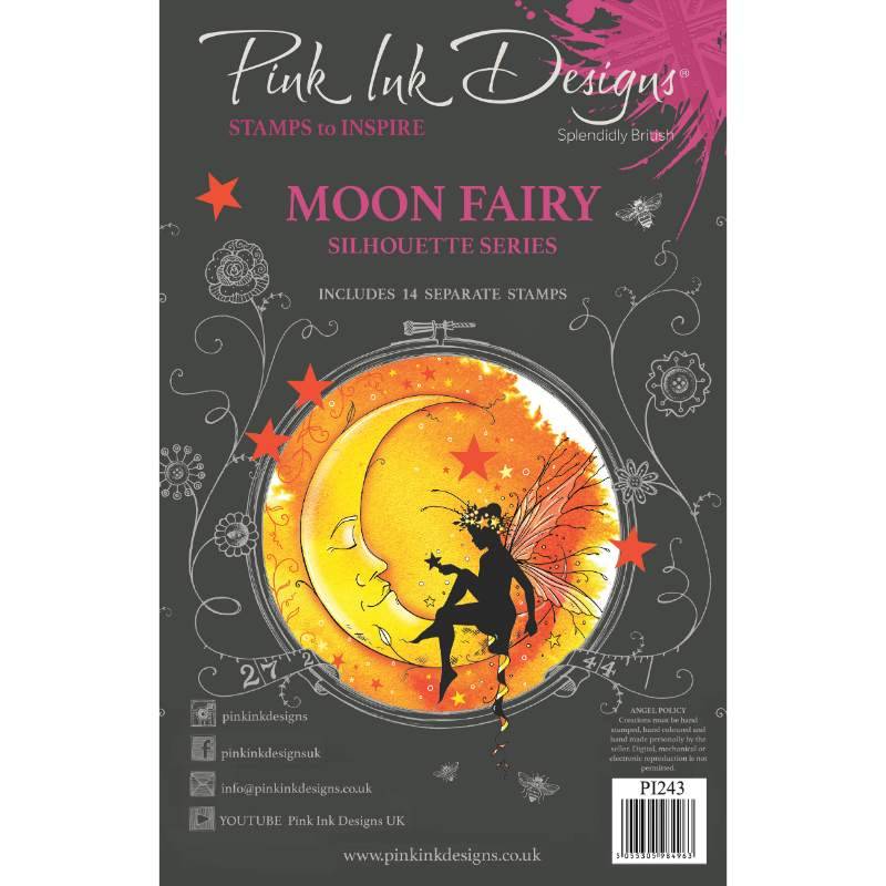 Pink Ink Designs Moon Fairy 6 in x 8 in Clear Stamp Set - Craftywaftyshop