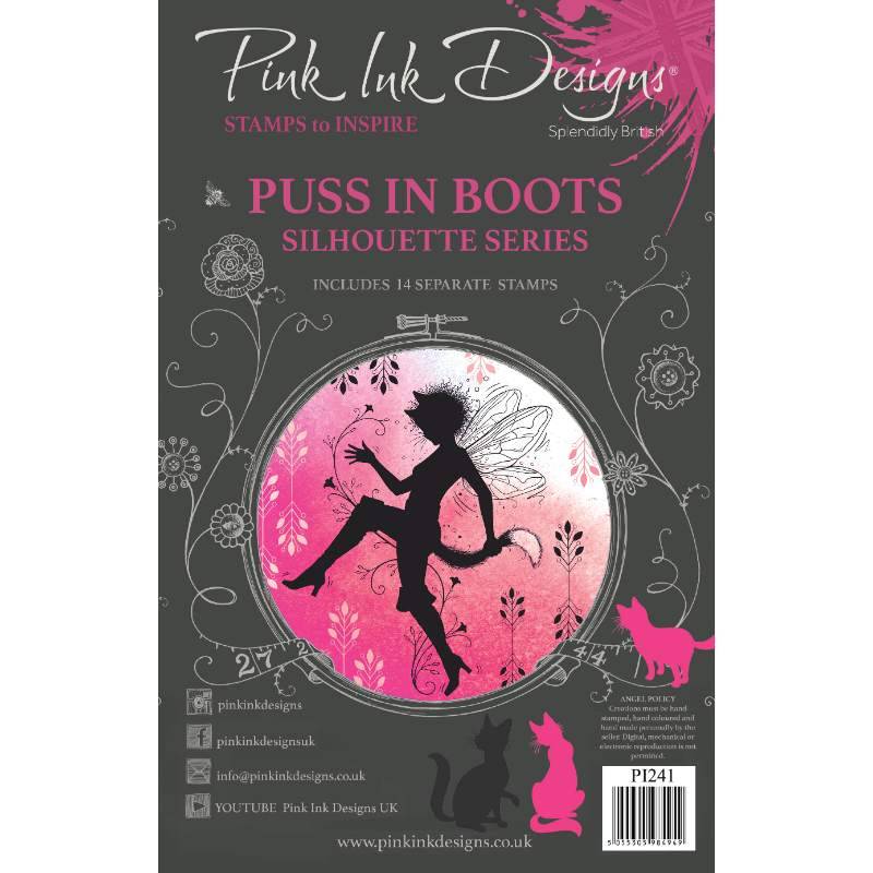 Pink Ink Designs Puss In Boots 6 in x 8 in Clear Stamp Set - Craftywaftyshop