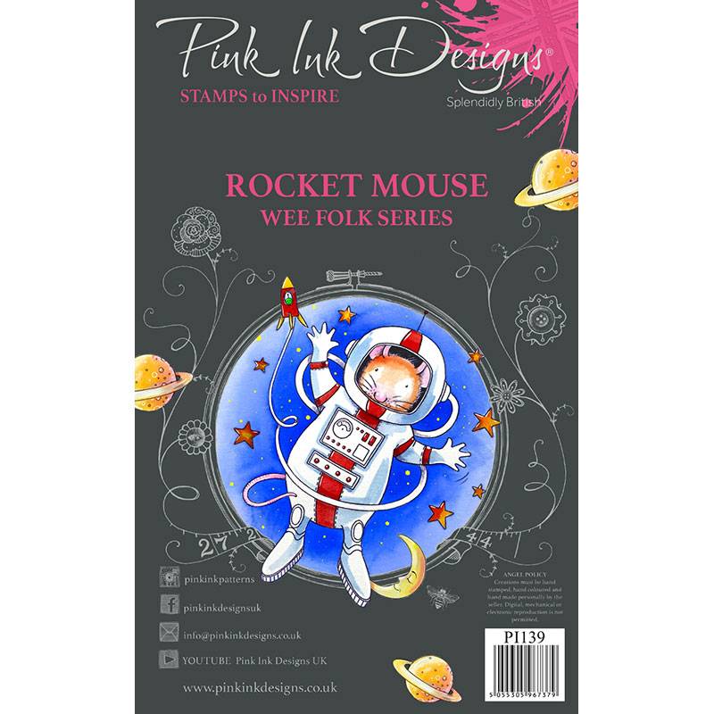 Pink Ink Designs Rocket Mouse 3 in x 4 in Clear Stamp Set by Creative Expressions - Craftywaftyshop
