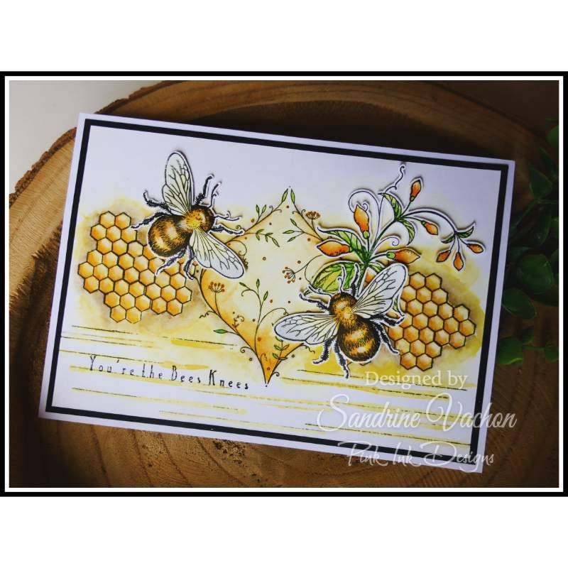 Pink Ink Designs The Flight Of The Bumblebee 6 in x 8 in Clear Stamp Set - Craftywaftyshop