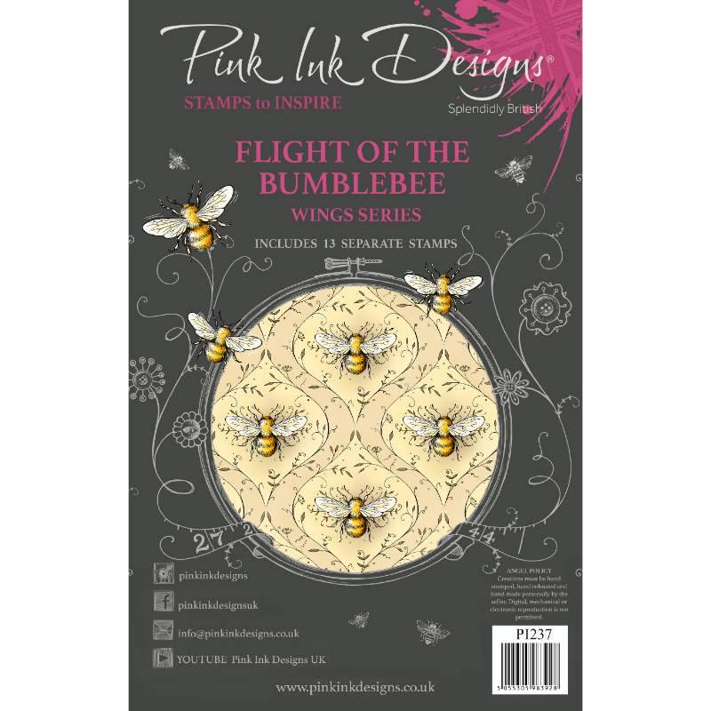 Pink Ink Designs The Flight Of The Bumblebee 6 in x 8 in Clear Stamp Set - Craftywaftyshop