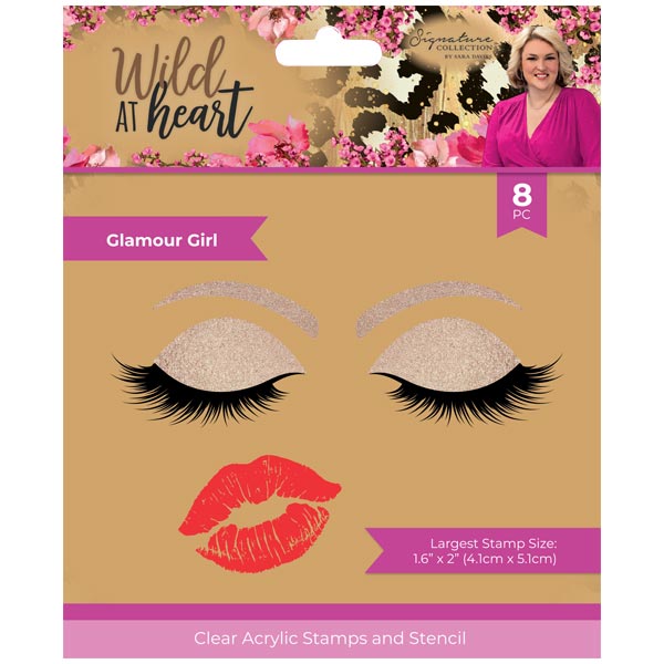Sara Signature Wild at Heart Stencil and Clear Acrylic Stamp Glamour Girl - Craftywaftyshop