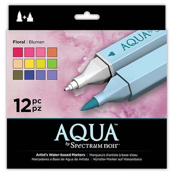 Spectrum Noir Aqua Water Based Marker Art Pens - Floral set of 12 - Craftywaftyshop