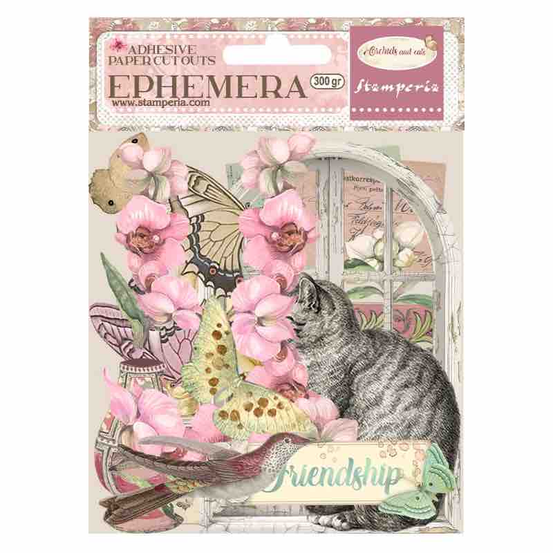 Stamperia Ephemera Orchids And Cats - Craftywaftyshop