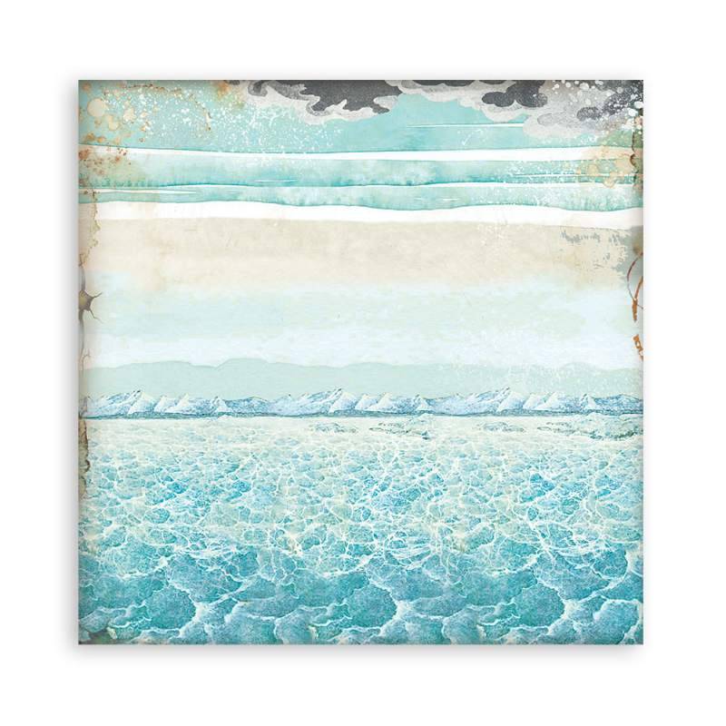 Stamperia Mini Scrapbooking Pad 10 20.3 x 20.3 cm (8×8) Backgrounds Songs Of The Sea - Craftywaftyshop