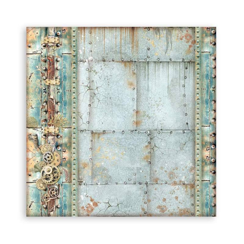 Stamperia Mini Scrapbooking Pad 10 20.3 x 20.3 cm (8×8) Backgrounds Songs Of The Sea - Craftywaftyshop
