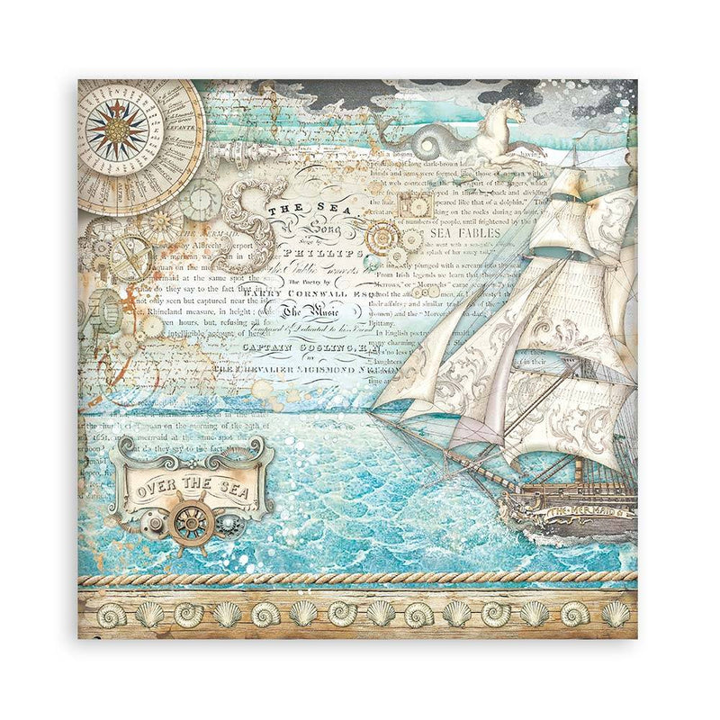Stamperia Mini Scrapbooking Pad 10 20.3 x 20.3 cm (8×8) Songs Of The Sea - Craftywaftyshop