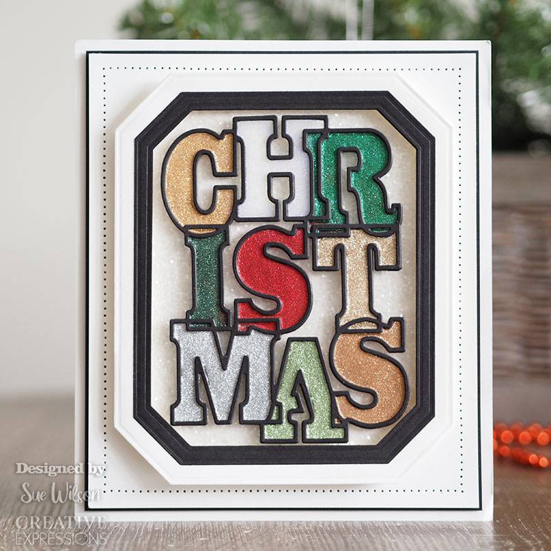 Sue Wilson Big Bold Words Christmas Craft Die & Stamp Set by Creative Expressions - Craftywaftyshop